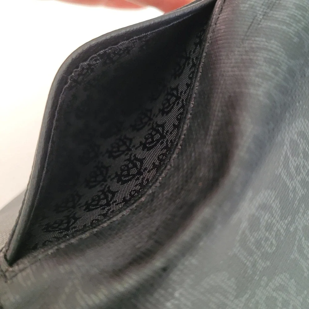 Dunhill London Signature Monogram Card Case Wallet Black Grey Coated Canvas